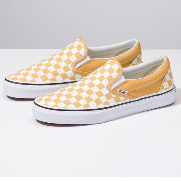 checkered vans yellow